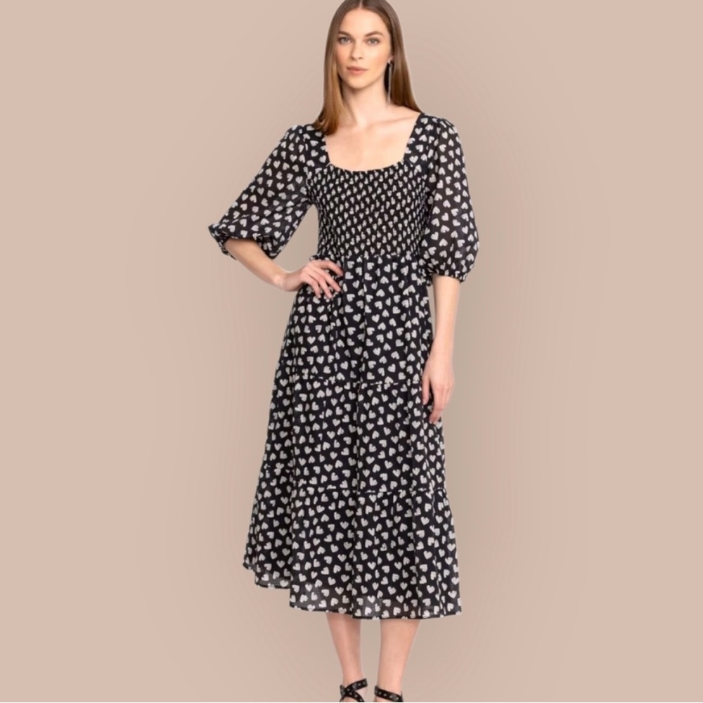 Johnny Was Couple of Hearts Midi Dress (NWT)